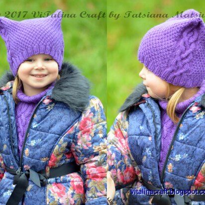 Cable Fantasy Hat and Cowl Set