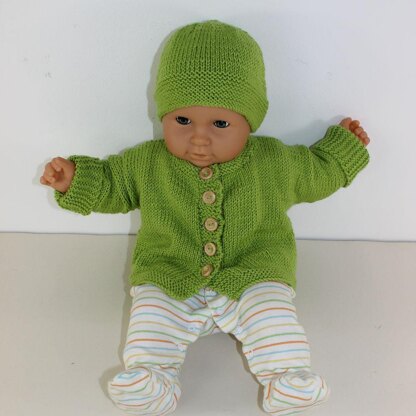 Baby Onepiece Cardigan and Beanie Hat