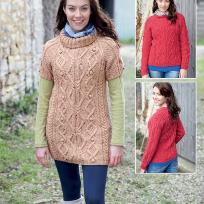 Tunic and Sweater in Hayfield Bonus Aran Tweed with Wool - 7138 - Downloadable PDF