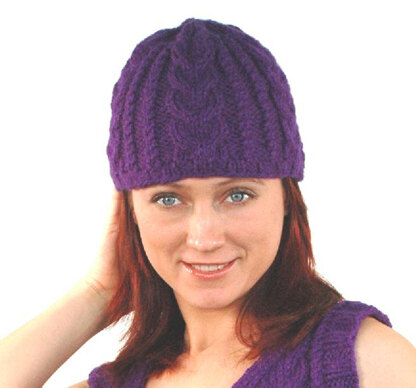 Cabled Hat in Plymouth Encore Worsted - F192