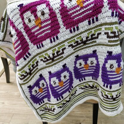 Perching Owls Mosaic Blanket