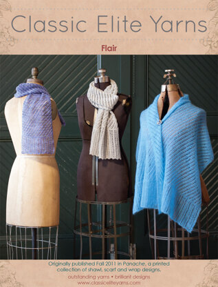 Flair Scarf in Classic Elite Yarns MountainTop Vail, Silky Alpaca Lace and Pirouette - Downloadable PDF