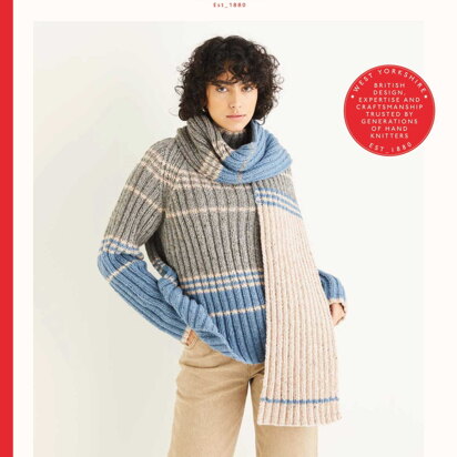 Sirdar 10295 Striped Sweater & Scarf in Haworth Tweed PDF