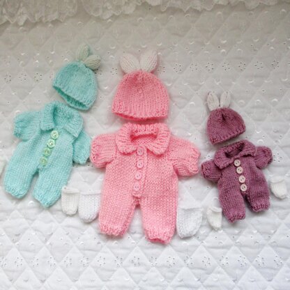 Knitting Pattern 5-8 inch Berenguer Bunny suit, Hat & Boots