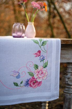 Vervaco Flowers & Butterflies Table Runner Cross Stitch Kit - 40cm x 100cm