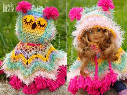 Fiesta Owl Doll Poncho with Hood