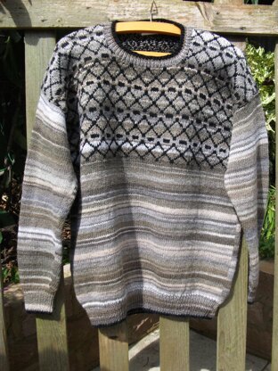 Man's Crew Neck Sweater with Stranded Colourwork Yoke