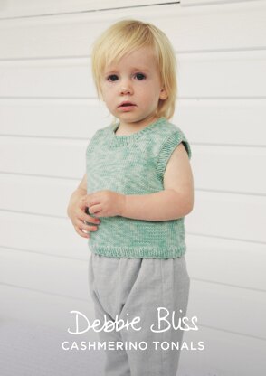 "Daisy Tank" - Top Knitting Pattern For Beginners in Debbie Bliss Baby Cashmerino Tonals - DBS078