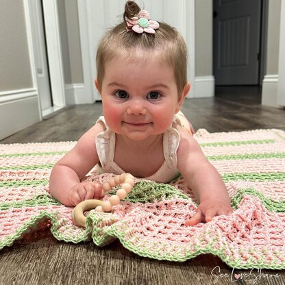 Watermelon Waffle Stitch Baby Blanket