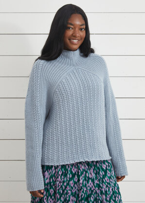 Diagonal Yoke Sweater - Knitting Pattern for Women in Debbie Bliss Cashmerino DK by Debbie Bliss