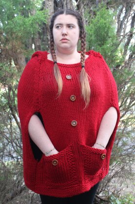 Knitted Red Riding Hood Poncho