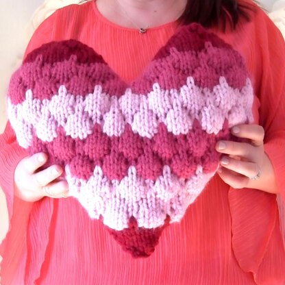 Bubble Stitch Heart Pillow