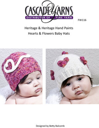 Hearts & Flowers Baby Hats in Cascade Heritage and Heritage Paints - FW116
