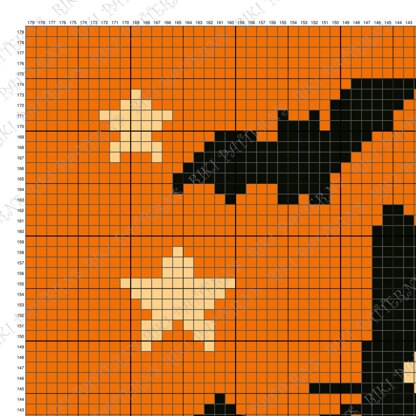 C2C CROCHET PATTERN Halloween Cat Spider Bat Stars Orange Blanket