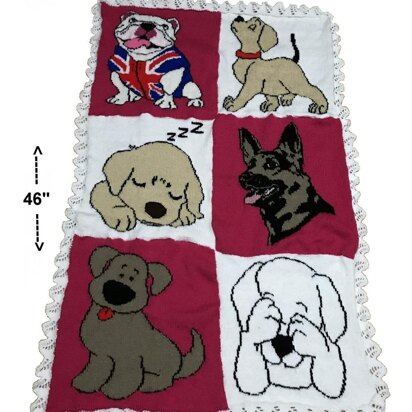 Cute Puppy Dog Blanket / Throw Knitting Pattern