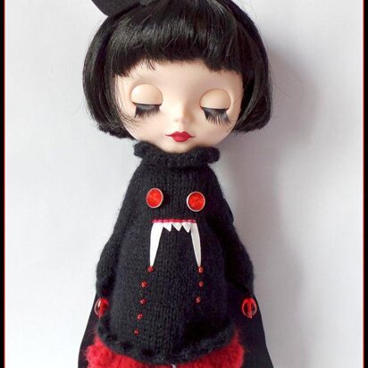 Bite me! Vampire dress, petticoat and headband for 12" Blythe doll