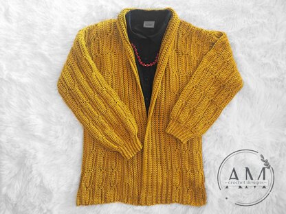 Cables knit-look cardigan