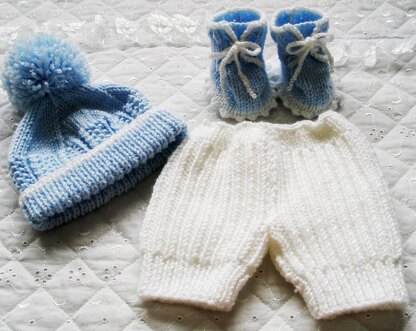 Baby knitting pattern Cardigan, Shorts, Hat and Boots, 0-3 Month Baby, 20-22 inch Doll
