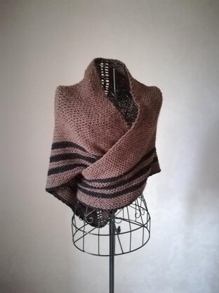 Outlander inspired Claire brown shawl with black stripes