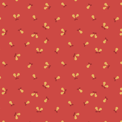 Lewis & Irene Wintertide - Gold metallic pears on red