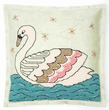 Rico Swan Cushion Cross Stitch Kit