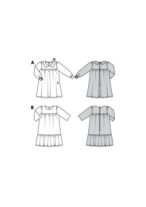 Burda Style Children's Dress with Yoke â€“ Peter Pan Collar â€“ Hem Frill 9305 - Paper Pattern, Size 2-7