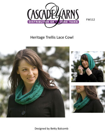 Cascade Yarns FW112 Heritage Trellis Lace Cowl (Free)