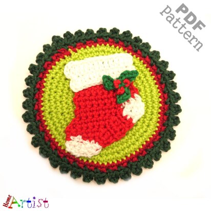 Christmas sock crochet Patch