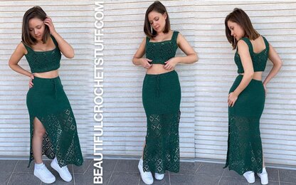 Crochet Maxi Skirt and Tank Top Set