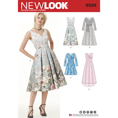 New Look 6526 Women's Dress With Bodice Variations 6526 - Paper Pattern, Size A (8-10-12-14-16-18)