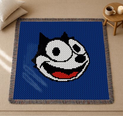 Felix The Cat Portrait Baby Throw Blanket C2C CROCHET PATTERN
