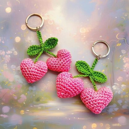 Crochet 2 Hearts Keychain Pattern – Mini Heart Bag Charm (PDF + Video)