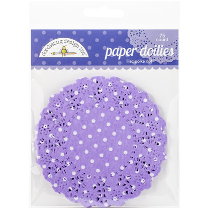 Doodlebug Doilies 4.5" 75/Pkg - Lilac Polka Dot