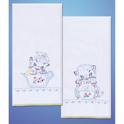 Tobin Stamped For Embroidery Kitchen Towels - Kittens