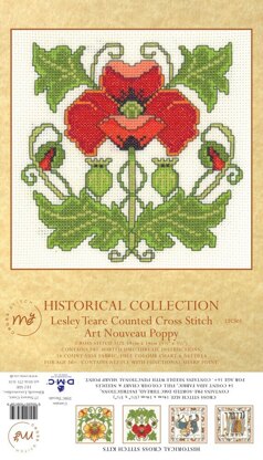 Creative World Of Crafts Art Nouveau Poppy Cross Stitch Kit - 14cm x 14cm