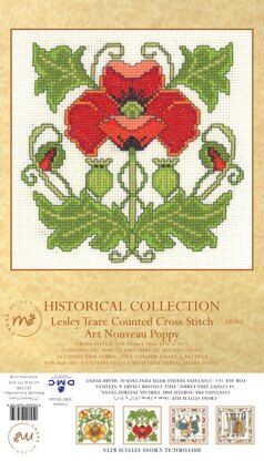 Creative World Of Crafts Art Nouveau Poppy Cross Stitch Kit - 14cm x 14cm