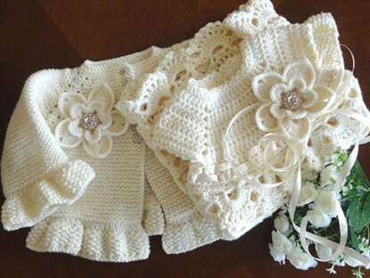 Knit Crochet PATTERN Newborn Baby Girl Clothes Jacket and Dress