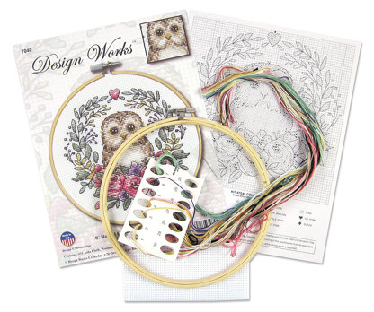 Design Works Owl Cross Stitch Kit - 8in Round