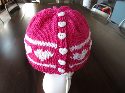 Valentine Hearts Ponytail hat for Girls