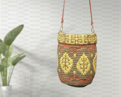 Hazel Boho Bucket Bag, Mosaic Crochet