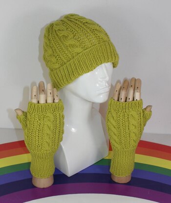 Adult & Teen Aran Cable & Fishermans Rib Beanie & Gloves