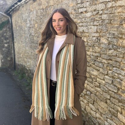 Blooming Stripy Ribbed Scarf