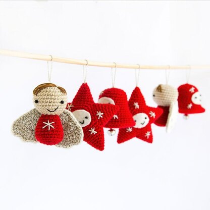Amigurumi Christmas decorations: Angel, Bell and Star