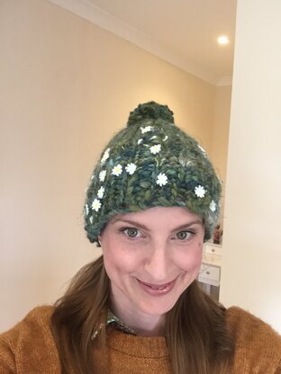 Ribby Slouch Hat in Knit Collage Daisy Chain