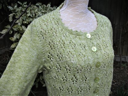 Cardigan with Alternating Lacy Medallions