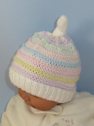 Baby Candy Stripe Topknot Beanie Hat