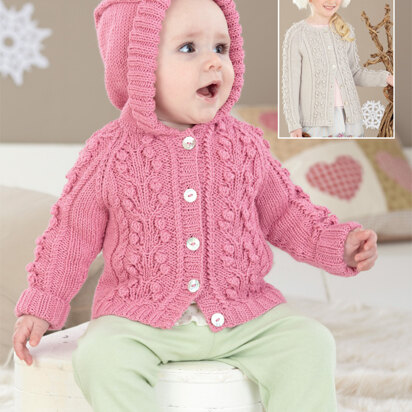 Hooded and Round Neck Cardigans in Sirdar Snuggly Baby Bamboo DK - 4471 - Downloadable PDF