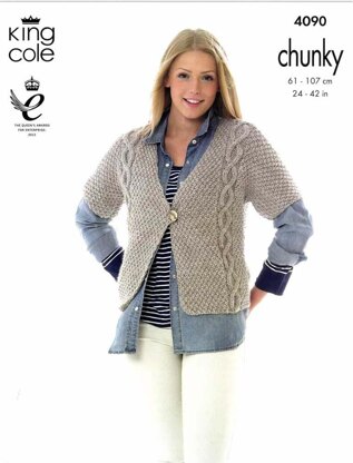 Cardigan and Jacket in King Cole Big Value Chunky  - 4090