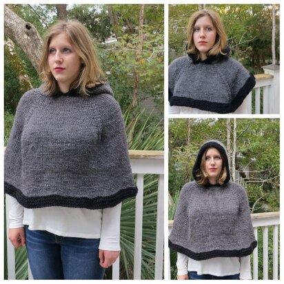 Hoodie Poncho Two Lengths - knitting pattern