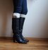 Bow legwarmers knit look boot cuffs